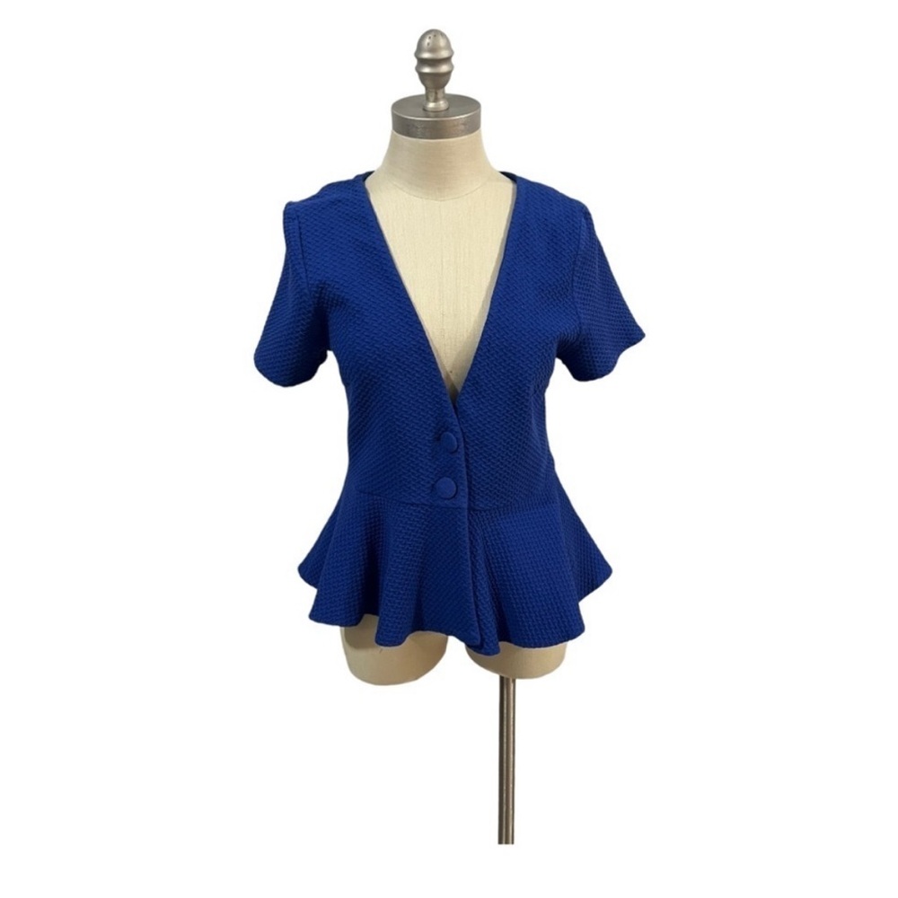 Ganni Blue Peplum Top